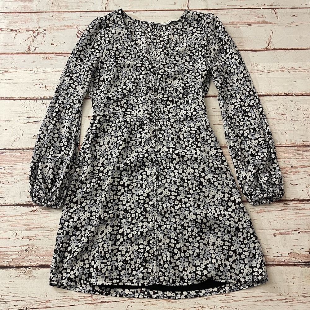 Abercrombie & Fitch Womens Size XS Multicolor V Neck Long Sleeve Mini Dress